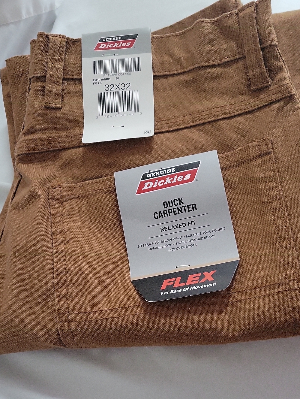 Dickies Men’s Duck Carpenter Pants - Tan Brown - Relaxed Fit